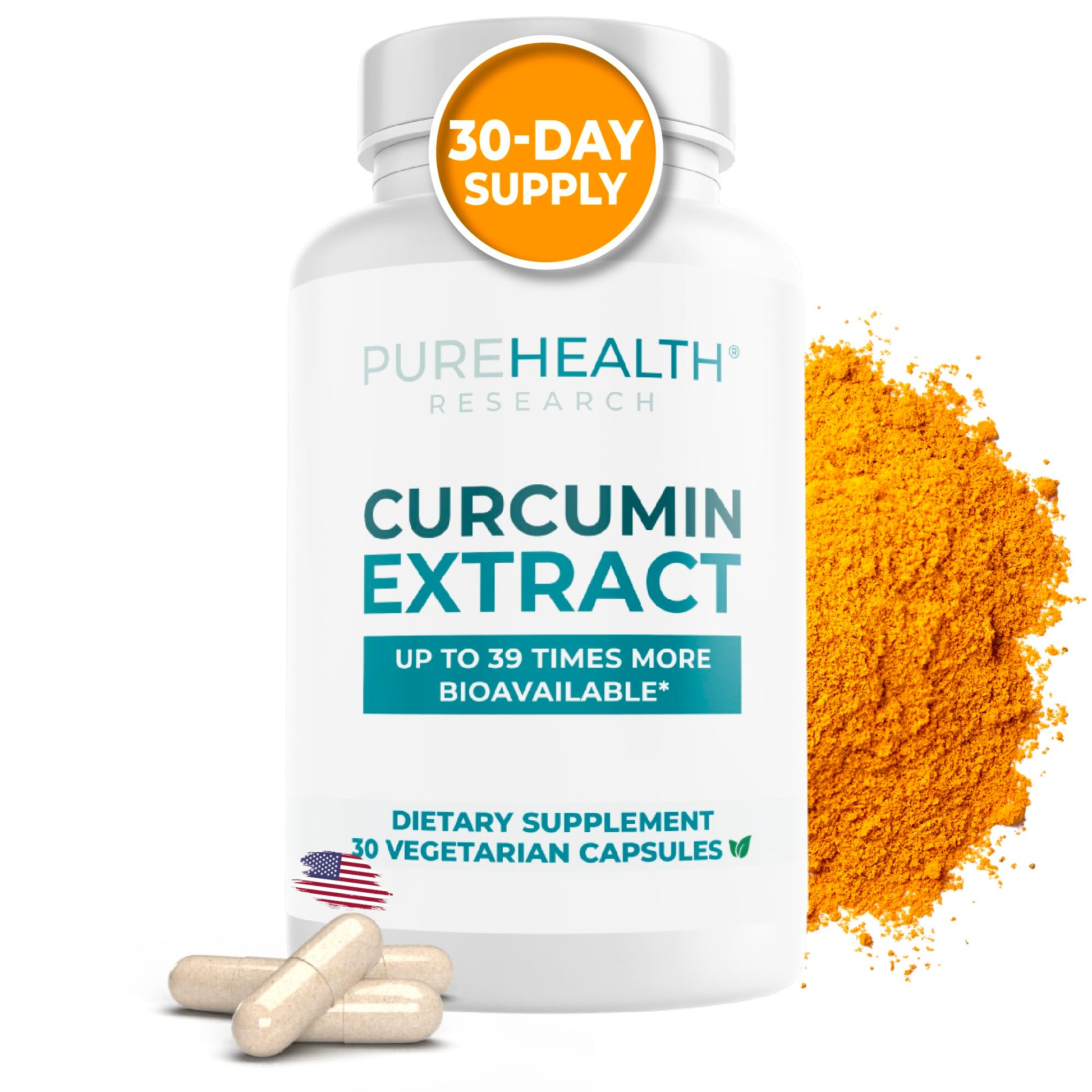 PUREHEALTH RESEARCH Curcumin Extract - High Absorption Turmeric Supplement for Robust Immune Support - Joint Support for Overworked Joints and Muscles - Powered by Curcugen x39 Bioavailable - 1 Bottle PUREHEALTH RESEARCHBuy Supplements Australia