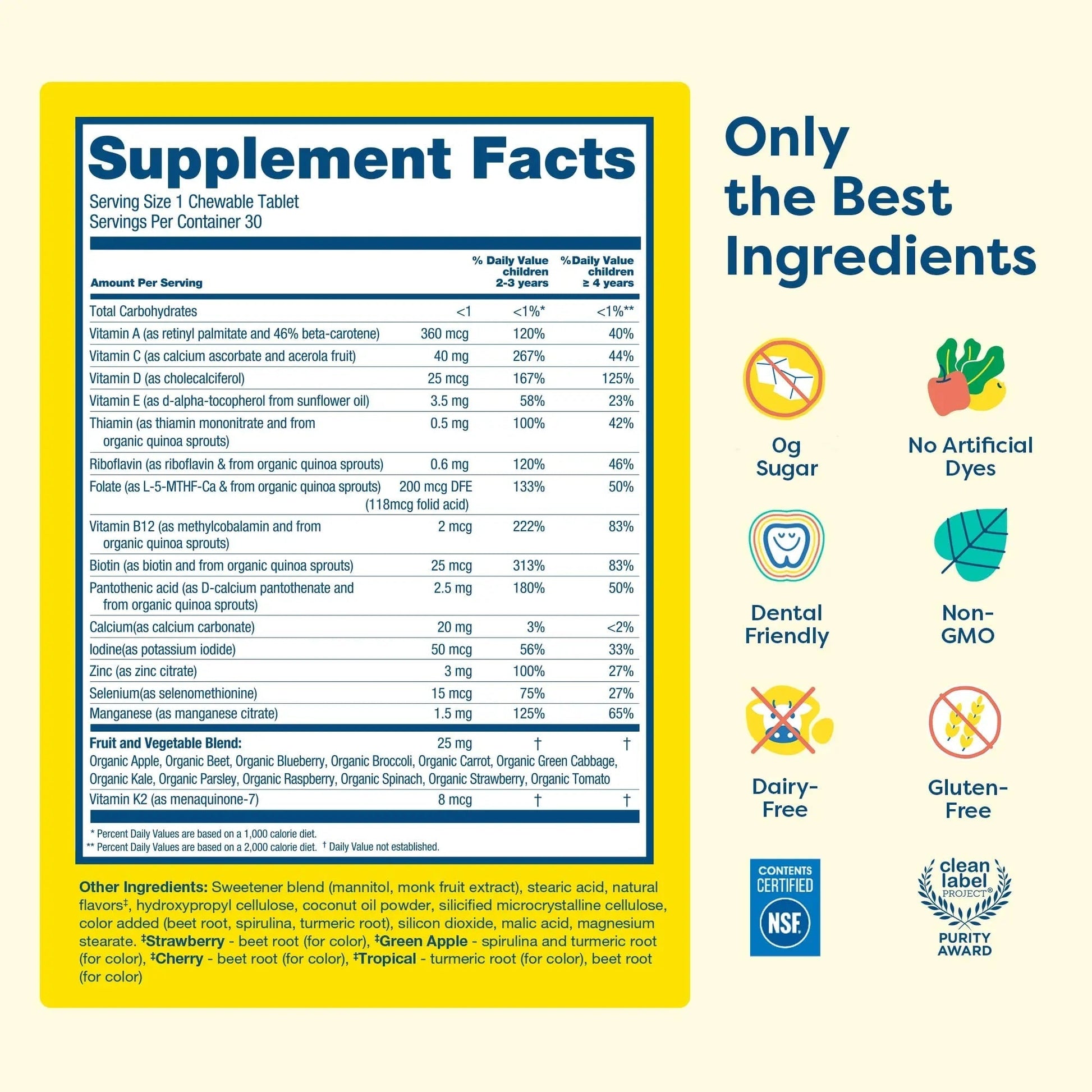 HIYA Kids Multivitamin Tablets – 15+ Essential Vitamins & Minerals with Fruits & Veggies for Ages 2+, Supports Growth HIYABuy Supplements Australia