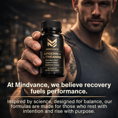 Mindvance Apigenin 100mg with L-Theanine 200mg Supplement Capsules for Sleep Support, Relaxation, Clarity & Calm | Melatonin Free | 60 Vegan Capsules MindvanceBuy Supplements Australia