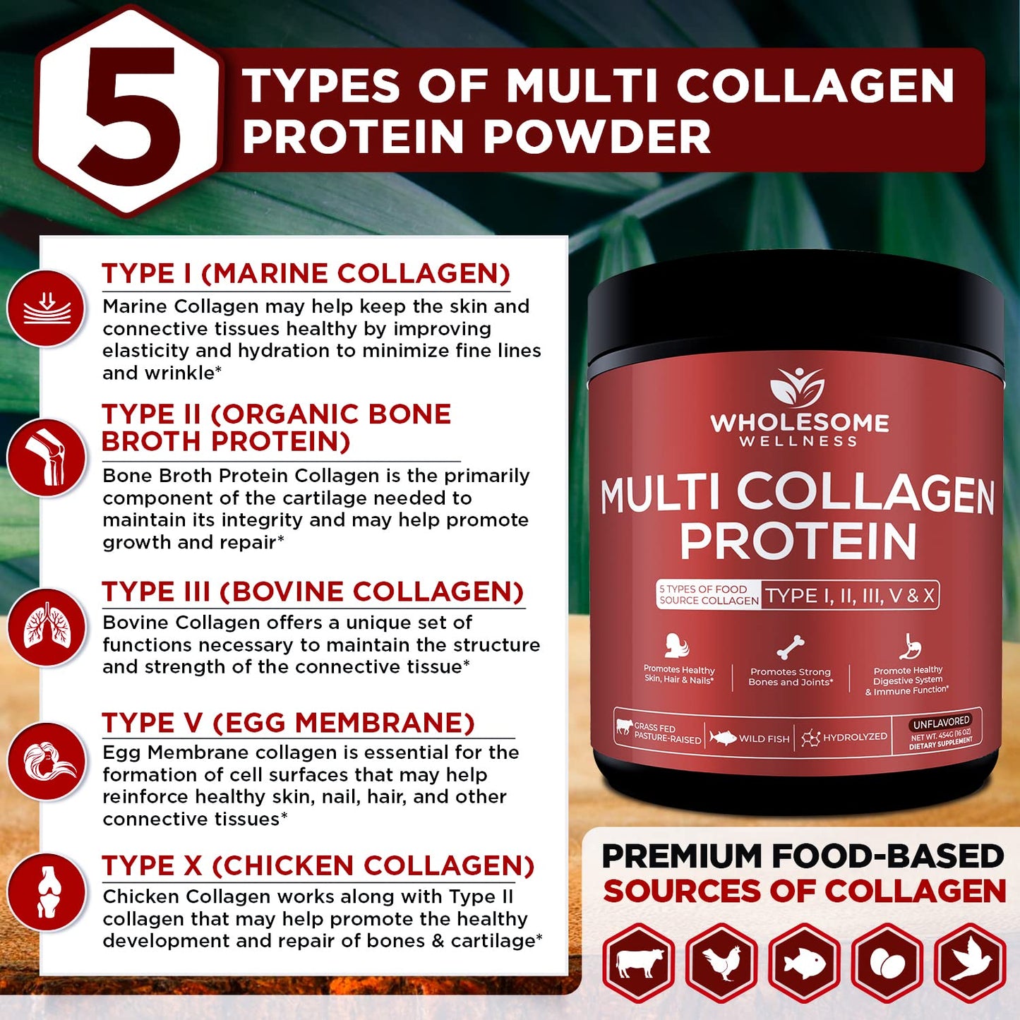 Multi Collagen Protein Powder Hydrolyzed (Type I II III V X) Grass-Fed All-in-One Super Wholesome WellnessBuy Supplements Australia