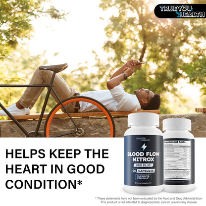 Blood Flow Nitrox Pro Plus - Improved Formula - Our Best Blood Circulation Supplements For Men - Vasodialators - Increase Blood Flow Care Blood Circulation Supplement Blood Flow Supplement For Men True You HealthBuy Supplements Australia