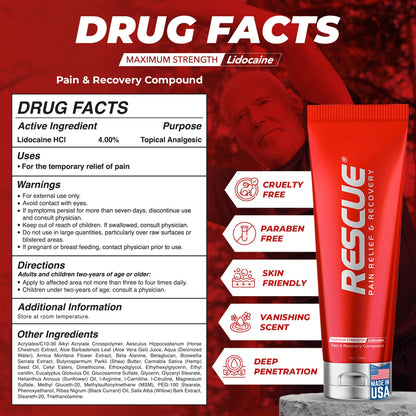 RESCUE PAIN RELIEF & RECOVERY Cream - All-in-One Solution for Back, Neck, Knee, Hand, Foot, and Shoulder Pain - Combines Power of Key Ingredients from Leading Pain Relief CreamProducts - 4 Ounces RESCUE PAIN RELIEF & RECOVERYBuy Supplements Australia