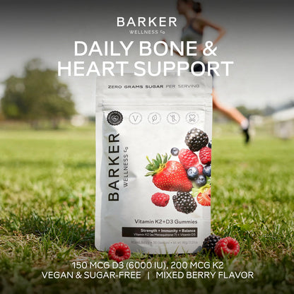 Barker Wellness D3 K2 Vitamin Gummies – Max Potency 6000IU D3 + 200mcg K2 for Strong Bones, Cardiovascular Wellness, Immune Support | Vegan, Sugar-Free, Delicious Mixed Berry | 30 Servings Barker Wellness CoBuy Supplements Australia