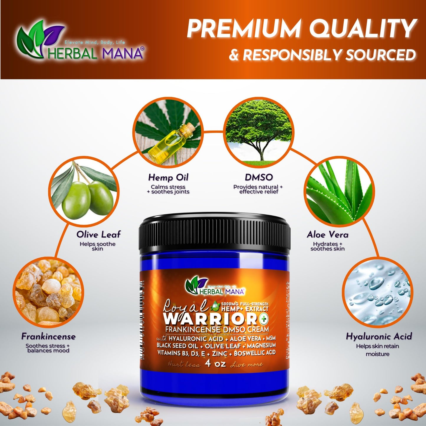 Herbal Mana Royal Warrior with 5000mg Hemp Lotion - 99.9% Pure DMSO Cream Herbal ManaBuy Supplements Australia