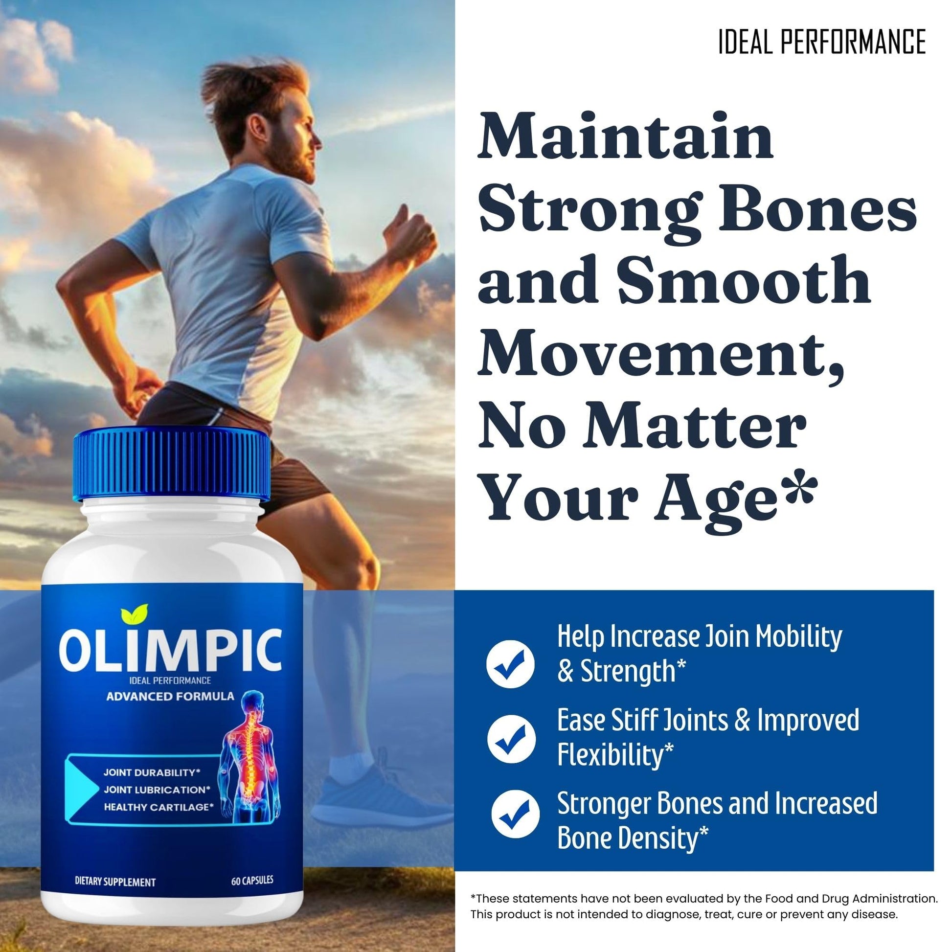 Olimpic Capsules, Advanced Joint Support Supplement Pills for Mobility and Comfort - Maximum Strength, Official Olim Pic Joint Support All Natural Formula, Premium Olim-Pic Reviews (60 Capsules) IDEAL PERFORMANCEBuy Supplements Australia