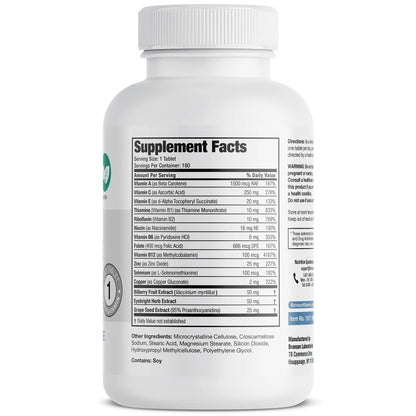 Bronson ONE Daily Vision Complete Eye Health Support Multivitamin Multimineral Supplement Formula, 180 Tablets Bronson