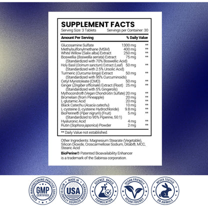 Research Verified Joint Support - Glucosamine, MSM, Turmeric, Boswellia, BioPerine - Vegan - 90 Capsules - 1 Month Supply Research VerifiedBuy Supplements Australia