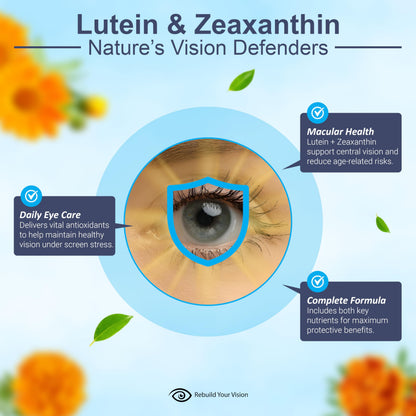 Rebuild Your Vision Ocu-Plus Formula – Eye Health Supplement with Lutein & Zeaxanthin – Supports Visual Clarity, Night Vision & Macular Health – with Bilberry, Ginkgo Biloba & NAC – 60 Capsules Rebuild Your VisionBuy Supplements Australia