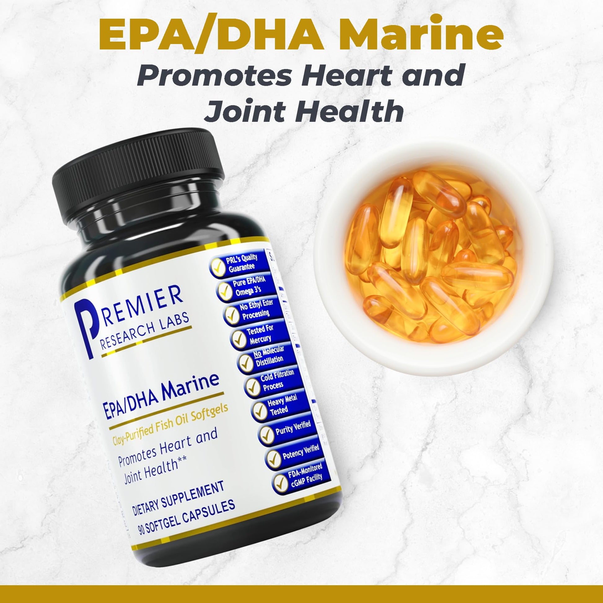 Premier Research Labs EPA DHA Marine Softgels - Omega 3 Fish Oil, EPA DHA Omega 3 Supplement, Fatty Acids for Women & Men, Natural - 90 Softgel Capsules Premier Research LabsBuy Supplements Australia