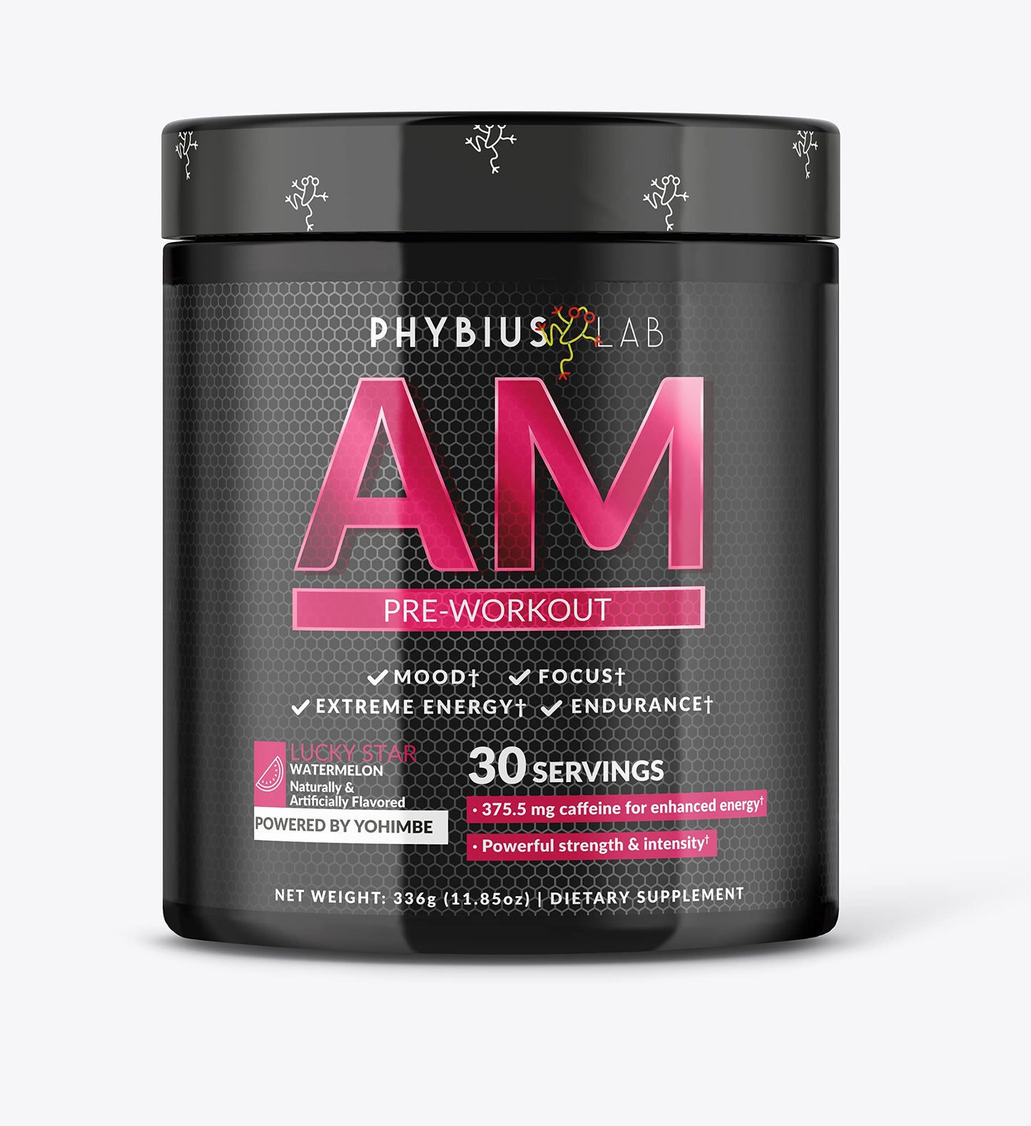 PHYBIUS Lab AM Pre-Workout (Sour Watermelon) Focus, Strength, Powder, 30 Servings