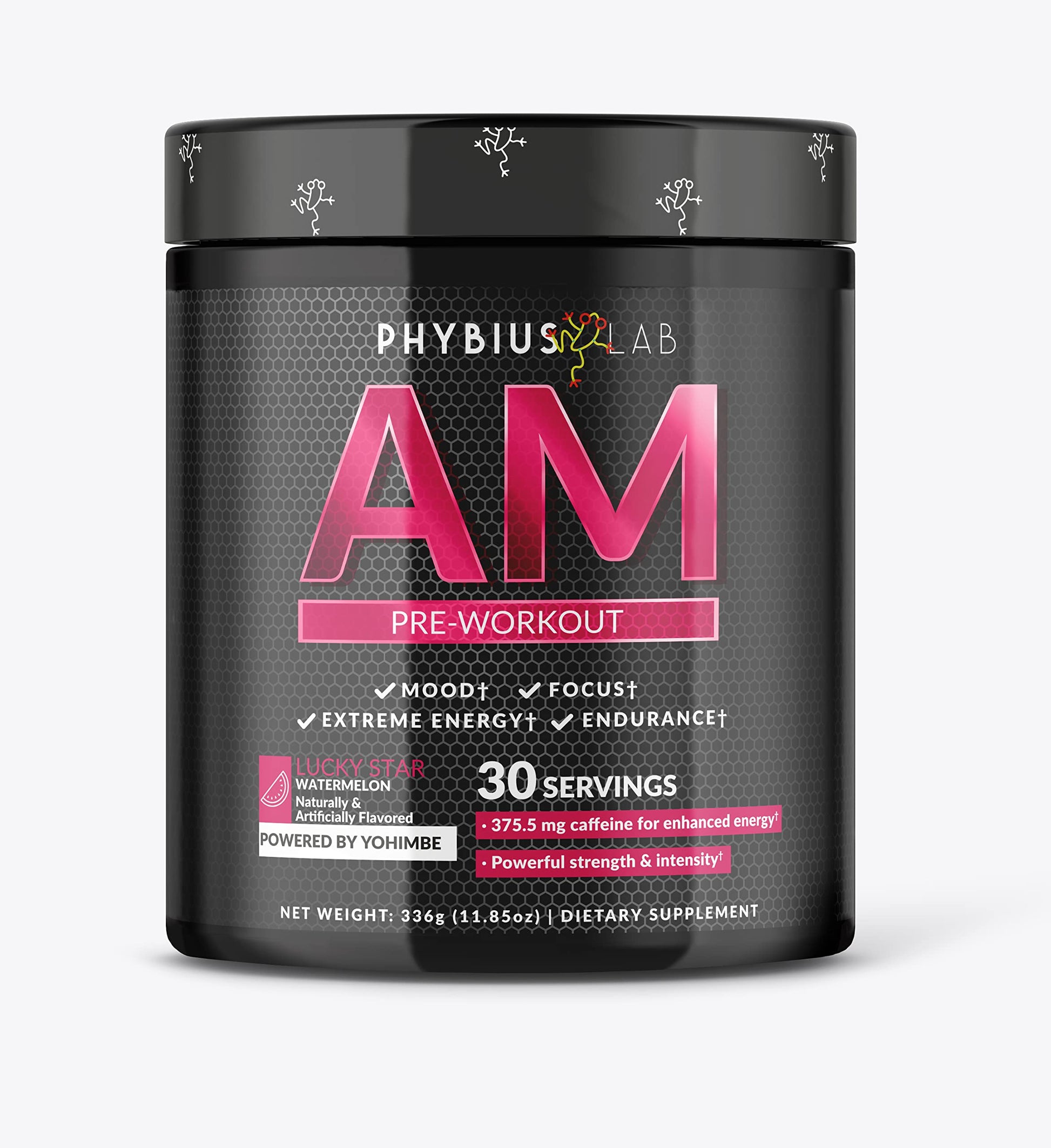 PHYBIUS Lab AM Pre-Workout (Sour Watermelon) Focus, Strength, Powder, 30 Servings