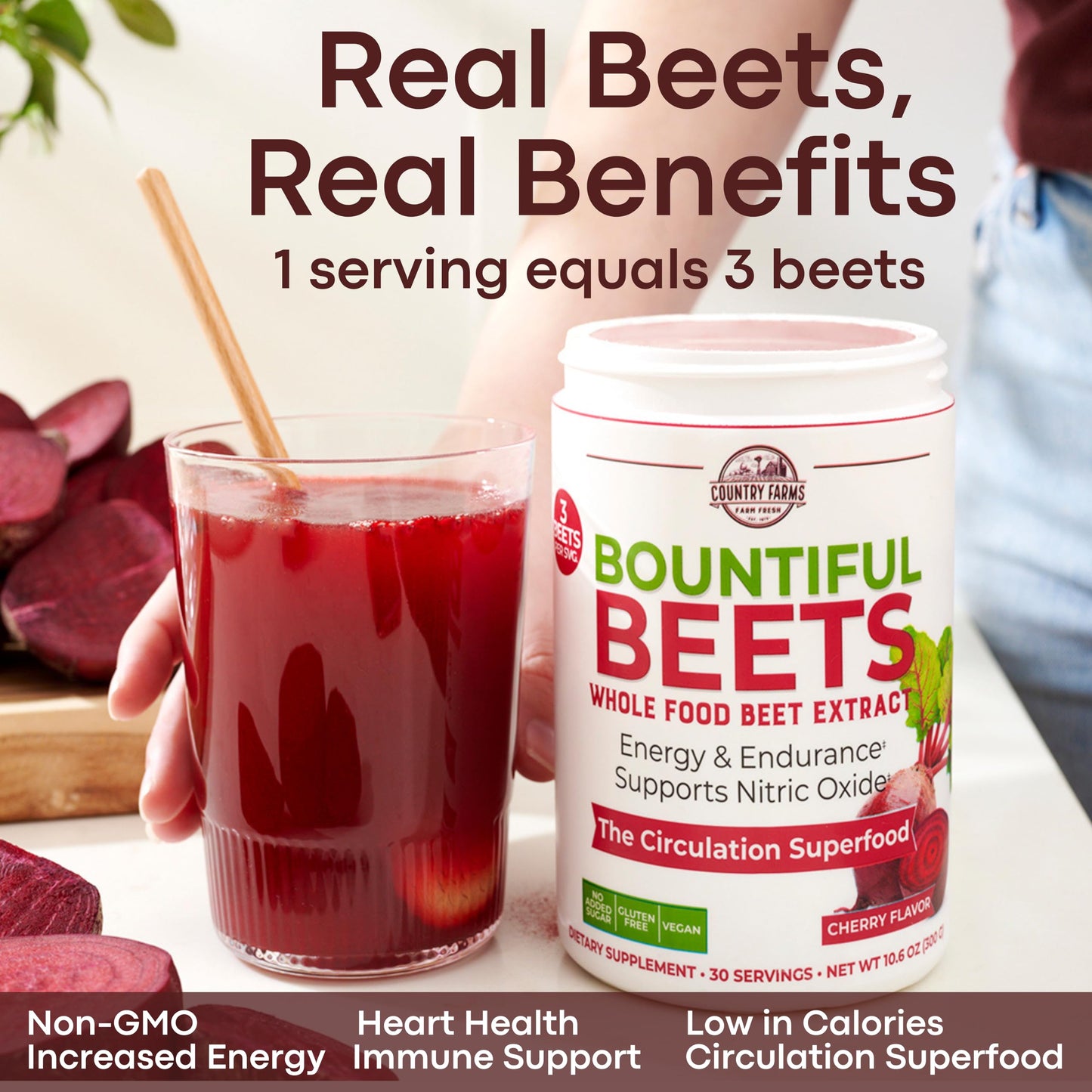 Country Farms Bountiful Beets, Wholefood Beet Extract Superfood, Helps Support Healthy Circulation and Promote Energy