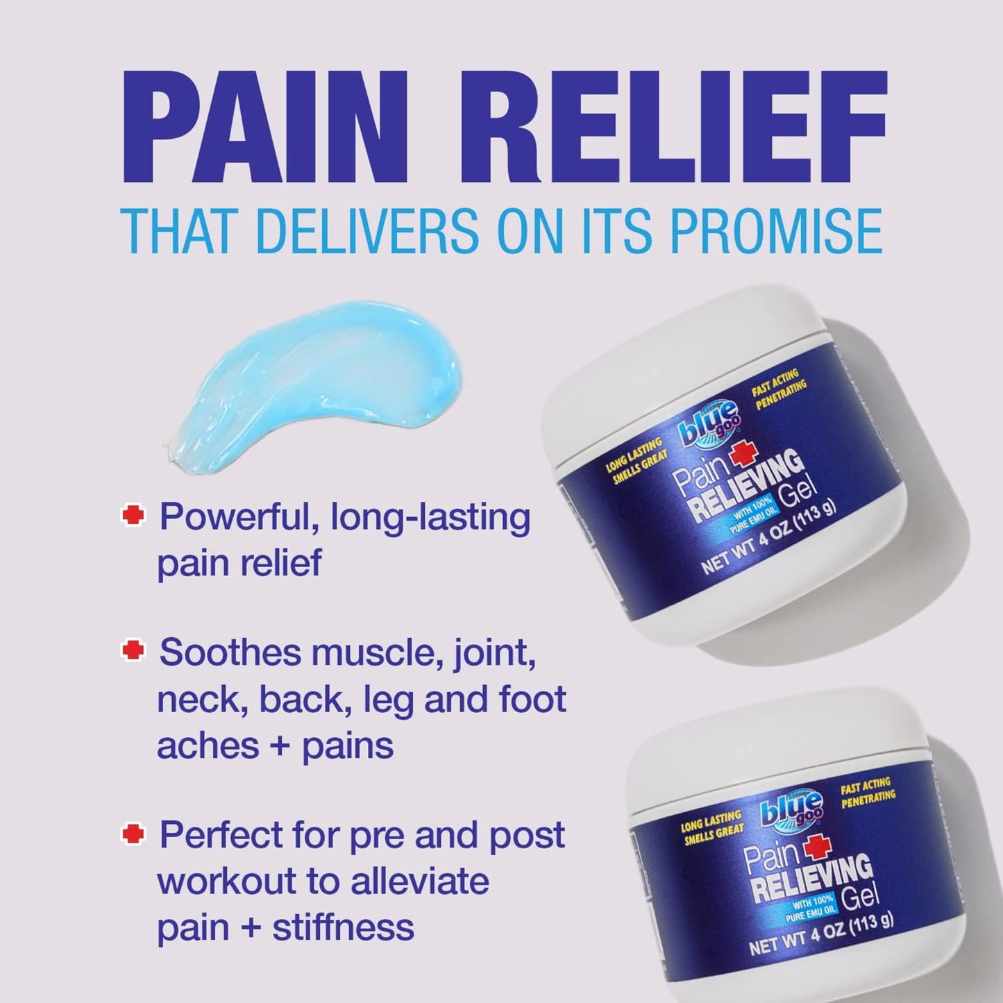 Blue Goo Pain Relieving Gel – Relief for Back, Neck, Muscle and Joint Pain, Fast-Acting Cooling and Soothing Relief with 100% Pure Emu Oil, 4 oz (1 Pack) Blue GooBuy Supplements Australia