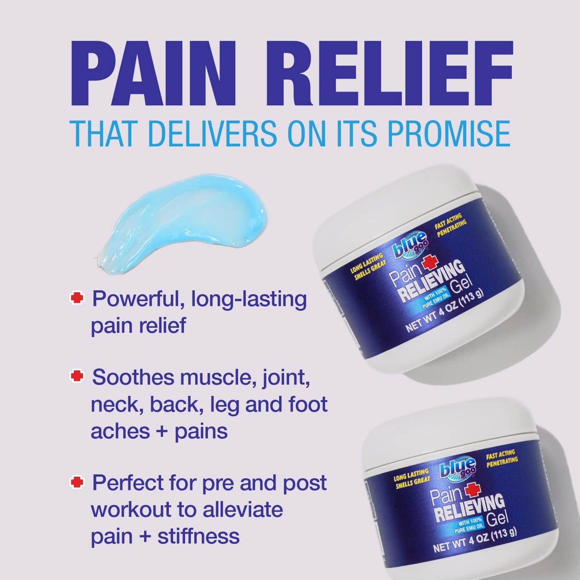 Blue Goo Pain Relieving Gel – Relief for Back, Neck, Muscle and Joint Pain, Fast-Acting Cooling and Soothing Relief with 100% Pure Emu Oil, 4 oz (1 Pack) Blue GooBuy Supplements Australia