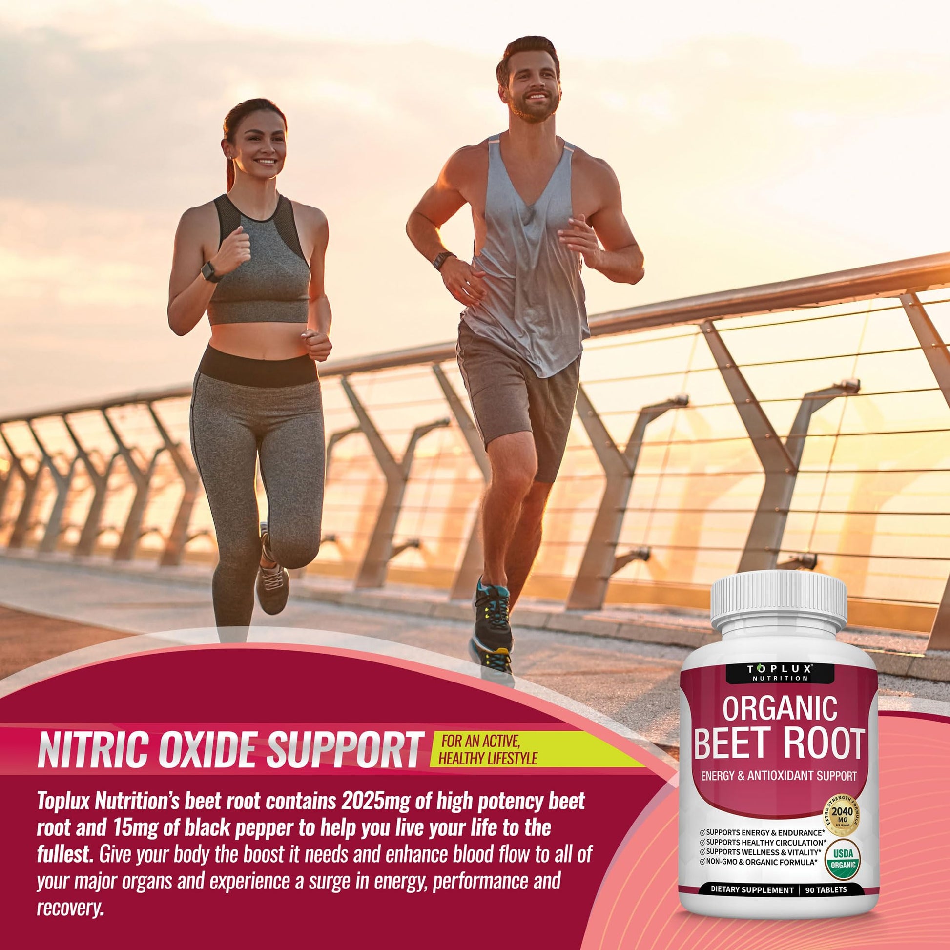 Organic Beet Root Powder Tablets - 2040mg Natural Nitric Oxide Beets to Support, Energy TopluxBuy Supplements Australia