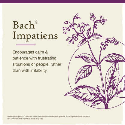 Bach Original Flower Remedies, Impatiens for Patience (Non-Alcohol Formula), Natural Homeopathic BachBuy Supplements Australia