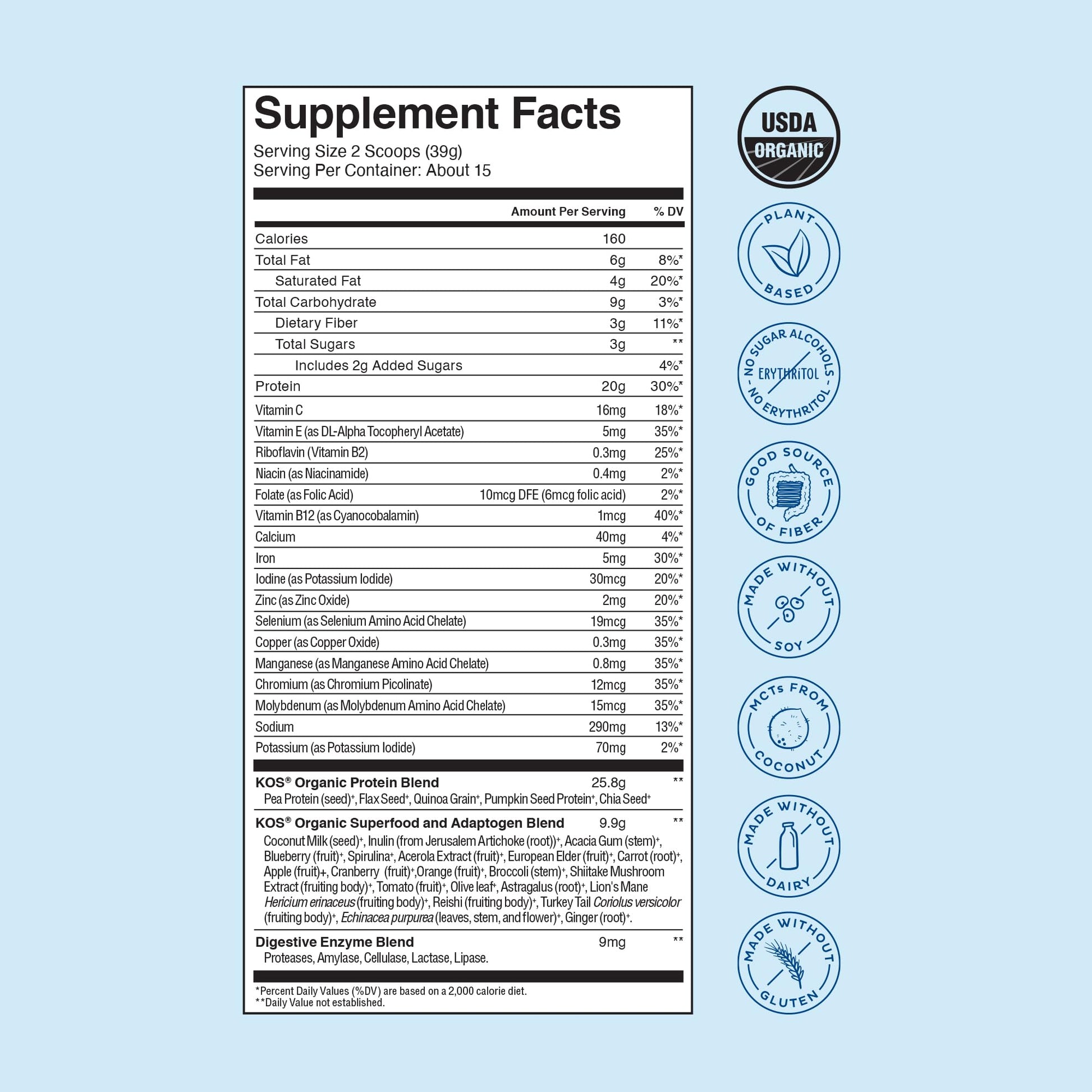 KOS Plant Based Protein Powder, Blueberry Muffin - Organic Pea Protein Superfood KOSBuy Supplements Australia