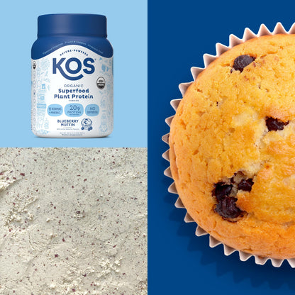KOS Plant Based Protein Powder, Blueberry Muffin - Organic Pea Protein Superfood KOSBuy Supplements Australia