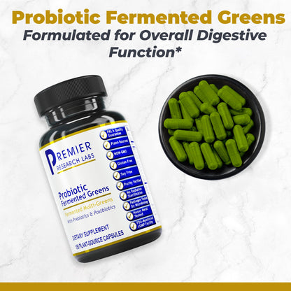 Premier Research Labs Probiotic Fermented Greens - Super Greens Supplement, Superfood Blend, Organic Vitamins with Probiotic - Daily Greens with Spinach, Chlorella, & More - 150 Powder Filled Capsules Premier Research LabsBuy Supplements Australia
