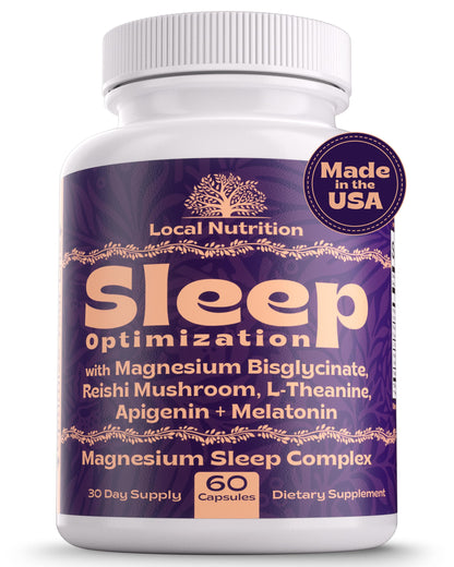 Local Nutrition Natural Sleep Aid with Magnesium Glycinate, Reishi Mushroom Extract, L-Theanine, Apigenin, and Melatonin - Sleep Supplement for Adults Seeking Deep Rest - 60 Capsules, Made in The USA Local NutritionBuy Supplements Australia