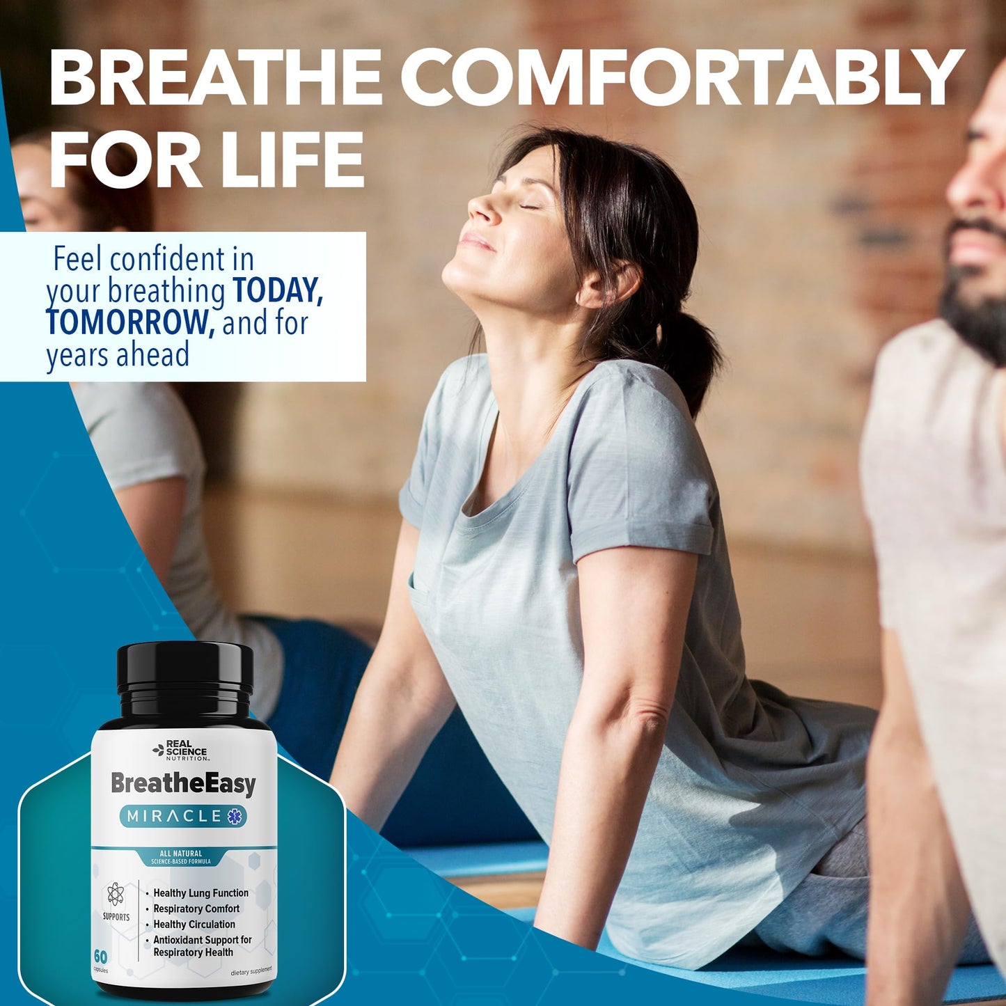 Real Science Nutrition BreatheEasy Lung Support Supplement for Lung Health & Respiratory Wellness – Lung Cleanse Formula with Vinitrox, GABA for Circulation Support - Made in USA - 60 Capsules Real Science NutritionBuy Supplements Australia