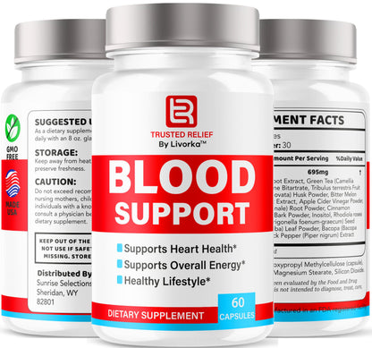 (2 Pack) Trusted Relief Blood Support Capsules - Official TrustedRelief Blood Support Vitamin Pills, Natural Trusted Relief Advanced Premium Formula Wellness & Overal Health, 120 Capsules For 2 Months LIVORKABuy Supplements Australia
