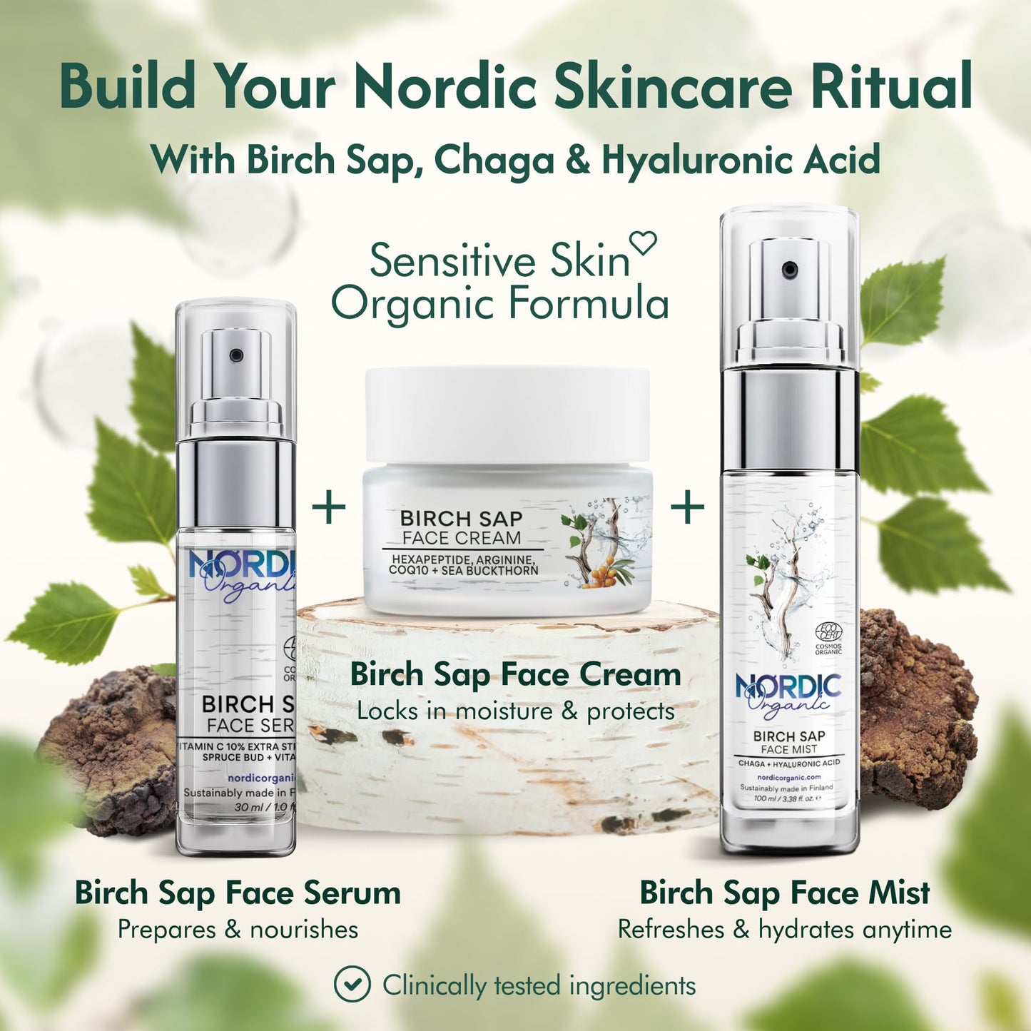 Nordic Organic Birch Sap Face Mist – COSMOS Certified Organic Formula with Hyaluronic Acid & Chaga Mushroom, Fragrance Free, Made in Finland 3.38 oz (100 ml), 1 Bottle Nordic OrganicBuy Supplements Australia
