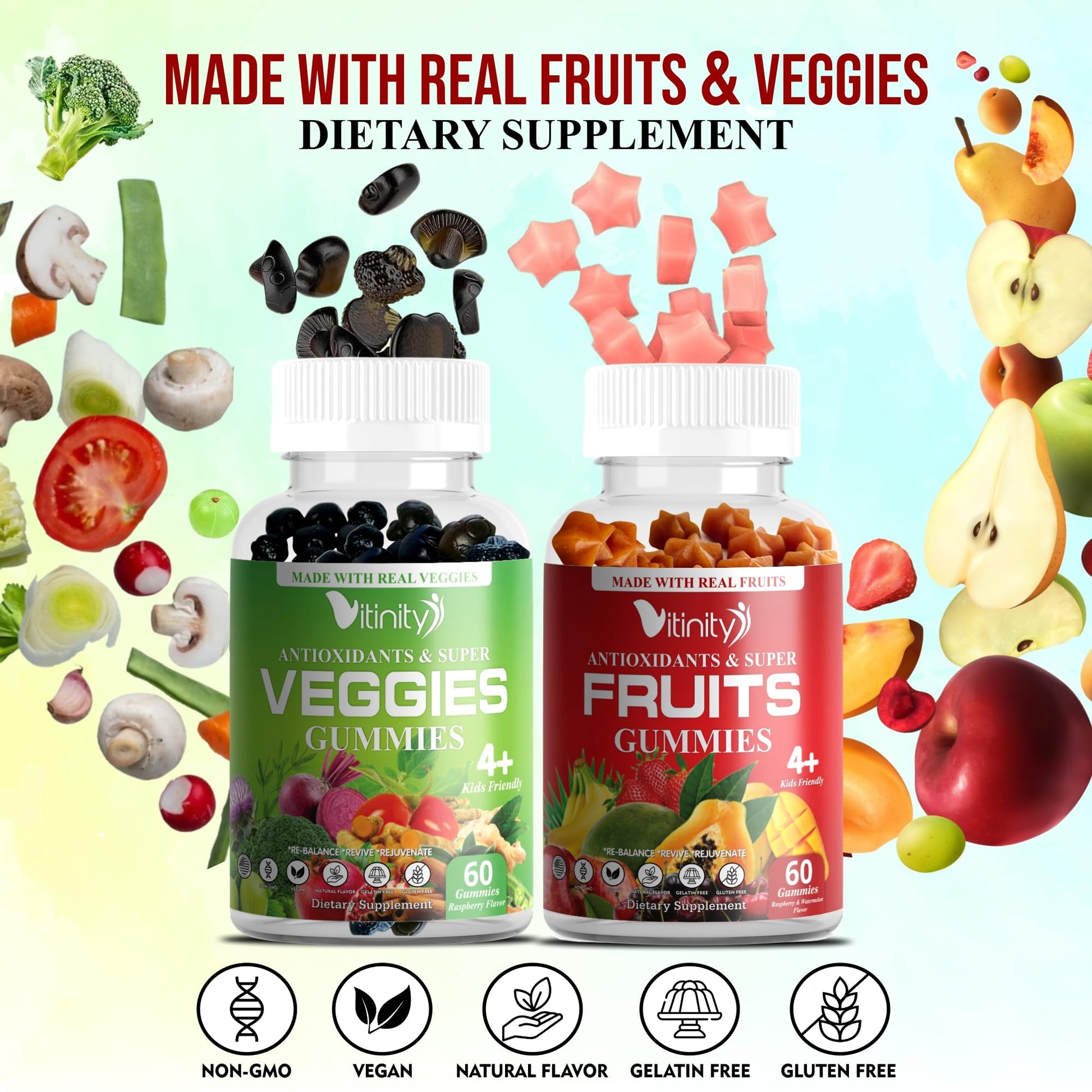 VITINITY Made with Real Fruit-Real Veggie Gummies-Superfood Vegetable Vitamin Supplement for Women,Men,Kids-Blend of Fruit and Greens for Daily Health.Fruits and Vegetables Supplements (30-Day Supply) VITINITYBuy Supplements Australia