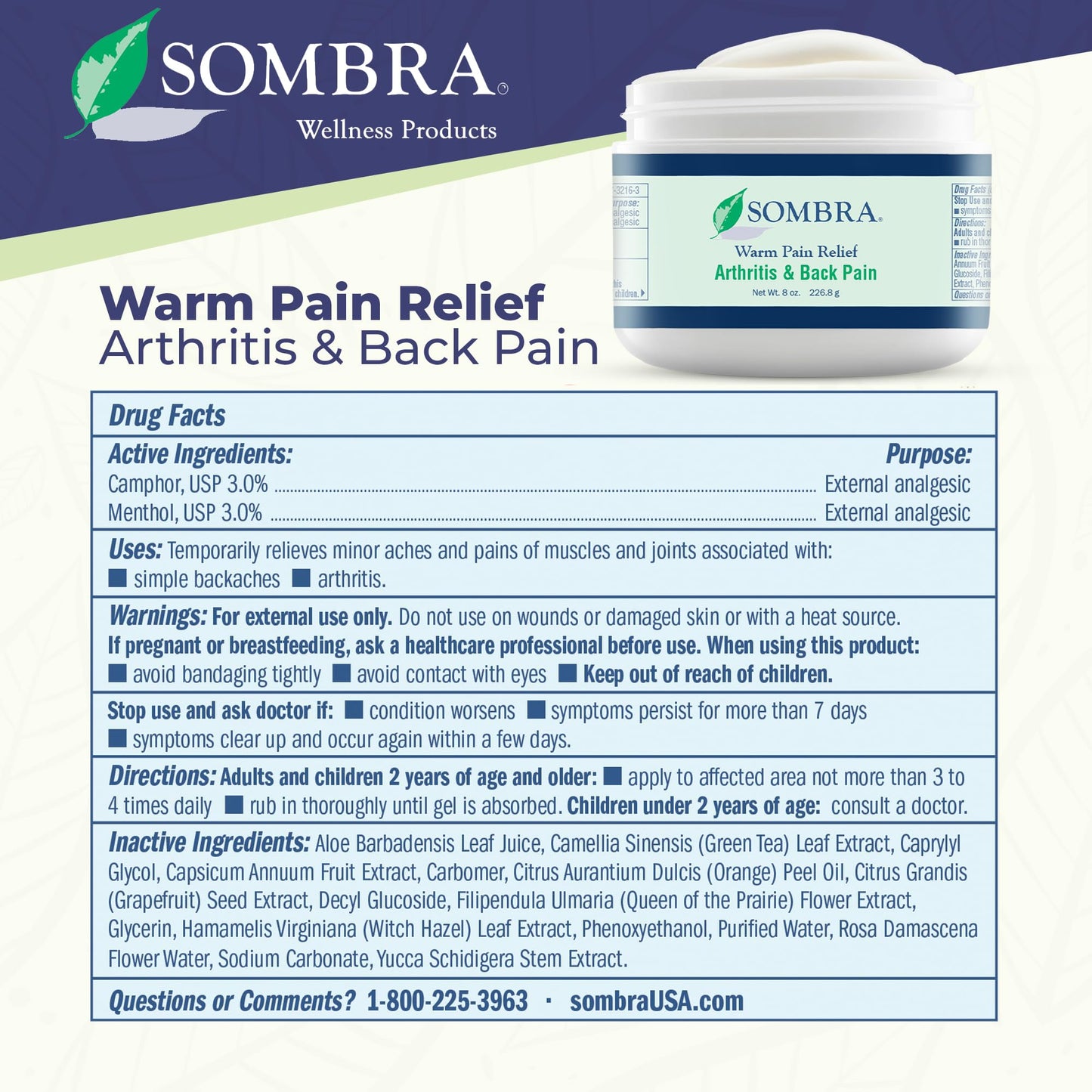 Sombra Warm Therapy Gel – Warming Muscle Comfort & Tension Relief – 8oz Jar SombraBuy Supplements Australia