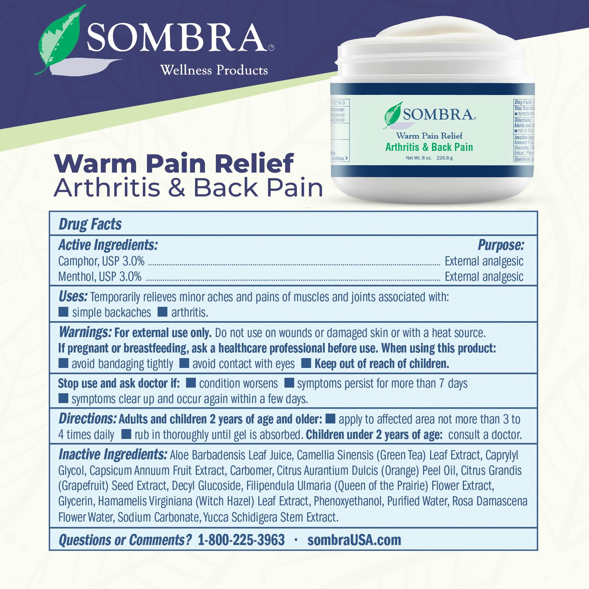 Sombra Warm Therapy Gel – Warming Muscle Comfort & Tension Relief – 8oz Jar SombraBuy Supplements Australia