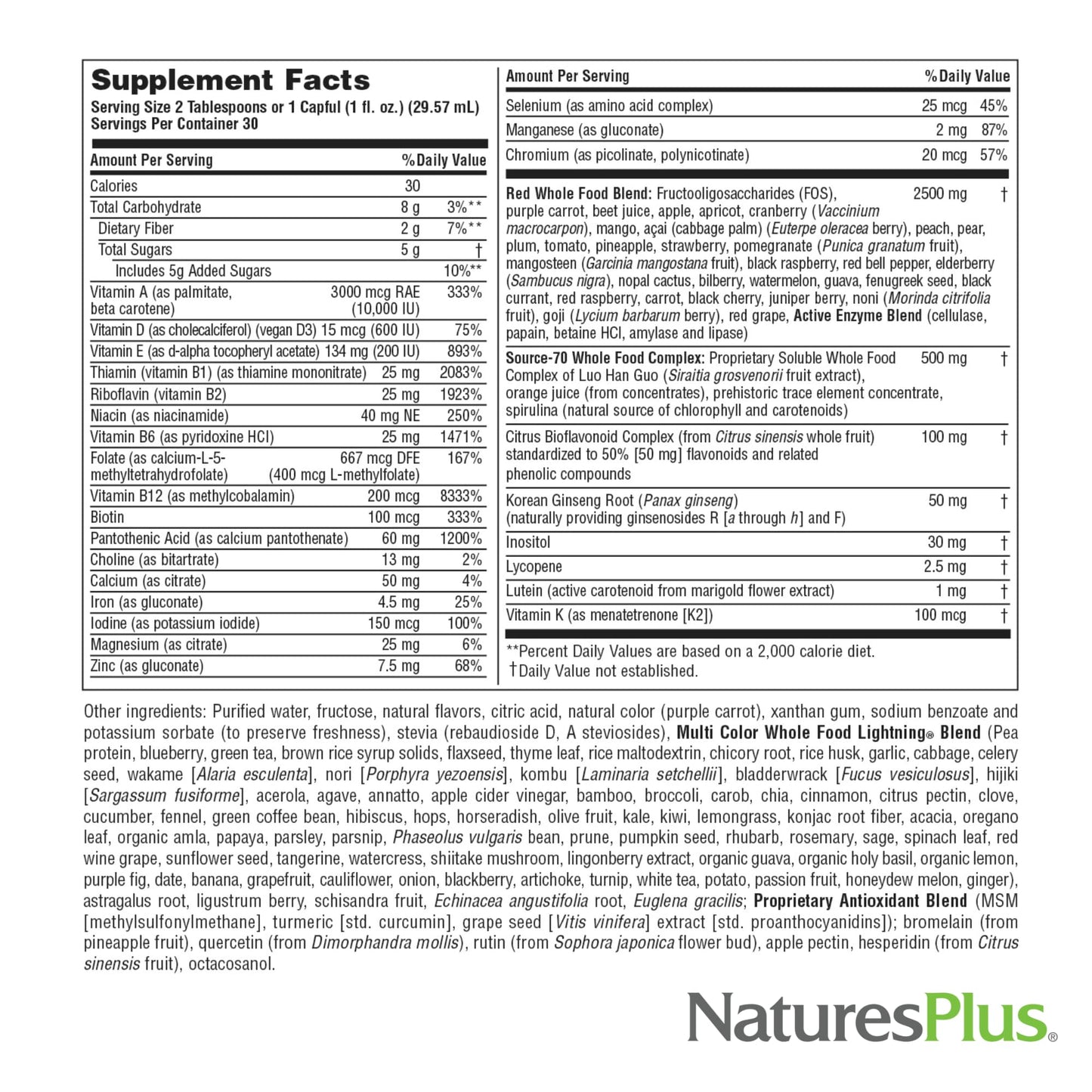 NaturesPlus Source of Life RED Multivitamin Liquid - 30 oz - Energy & Immune Support - with Exotic Red Fruits, Lycopene & Lutein - Vegetarian & Gluten Free - 30 Servings NaturesPlusBuy Supplements Australia
