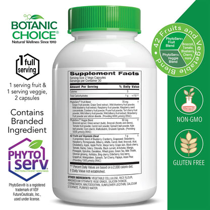 Botanic Choice Since 1910 - Mega Fruits & Veggies Blend - 42 Fruits and Vegetables - 2 Caps Daily - 60 Count Supplement - 2 Pack Botanic ChoiceBuy Supplements Australia