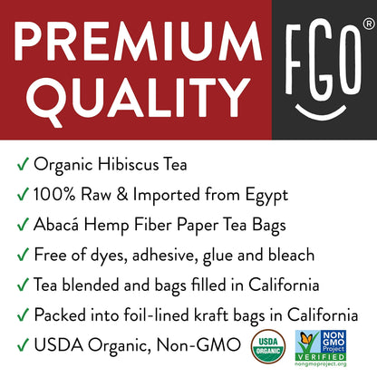 FGO Organic Hibiscus Tea, Eco-Conscious Tea Bags, 100 Count, Packaging May Vary FGOBuy Supplements Australia