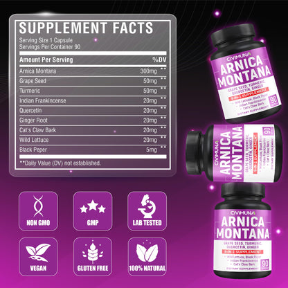 Arnica Capsules with Arnica, Grape Seed, Turmeric and More - 90 Capsules for 3 Months Supply CIVIMUNABuy Supplements Australia