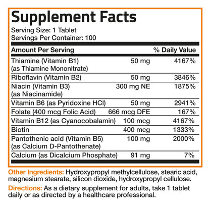 Bronson Super B Vitamin B Complex Sustained Slow Release Vitamin B1, B2, B3, B6, B9 BronsonBuy Supplements Australia