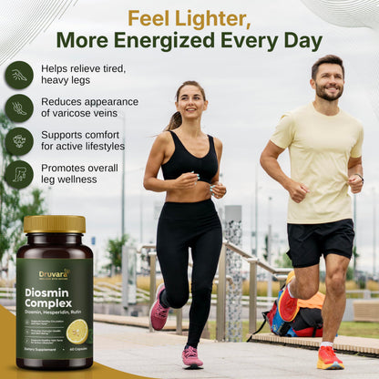 Druvara Diosmin Hesperidin with Rutin & B Vitamins | Vein Support Supplement for Leg Comfort, Healthy Circulation, Vein Strength & Improved Mobility - 60 Capsules DruvaraBuy Supplements Australia