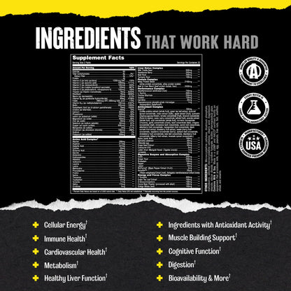 Animal Pak - Convenient Multivitamin for Men & Women Daily All-in-One Vitamin & Supplement Pack - Zinc, Vitamins C, B, D, Amino Acids, and Immune Support - Sports Nutrition Performance - 44 Count AnimalBuy Supplements Australia