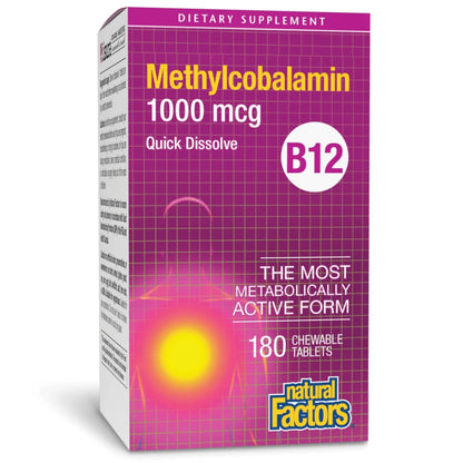 Natural Factors Methylcobalamin 1,000 mcg - Vitamin B12 Supplement in Metabolically Active Form - Supplement Supports Cll Formation Natural FactorsBuy Supplements Australia