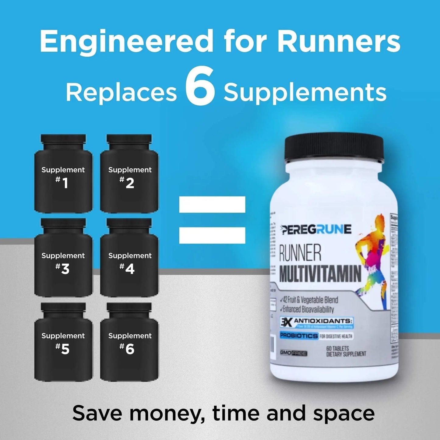 PEREGRUNE Runner Multivitamin | Engineered Vitamin with Antioxidants and Complete B Complex to Support Endurance & Energy | PEREGRUNEBuy Supplements Australia