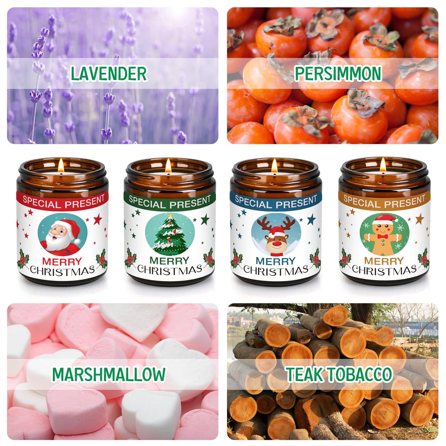 Christmas Candle Set Scented Candle Gift Set, 4 Pack 28 oz Christmas Scented Candles Over 180 Hours YINUO LIGHTBuy Supplements Australia