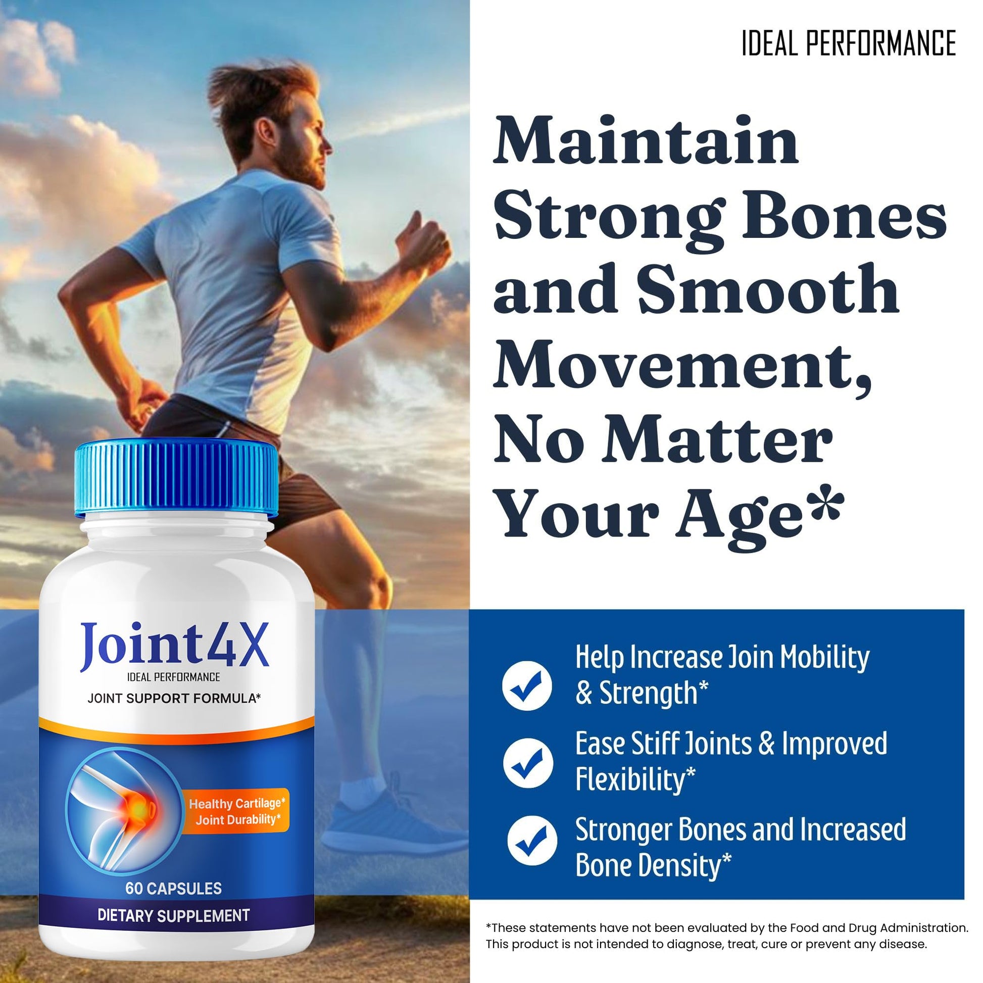 IDEAL PERFORMANCE Joint4X Joint Support Capsules, Official Joint-4X Supplement Pills, All-Natural Formula to Fortify Bones and Bolster Flexibility - Maximum Strength, Joint 4X Pills Reviews (5 Pack) IDEAL PERFORMANCEBuy Supplements Australia