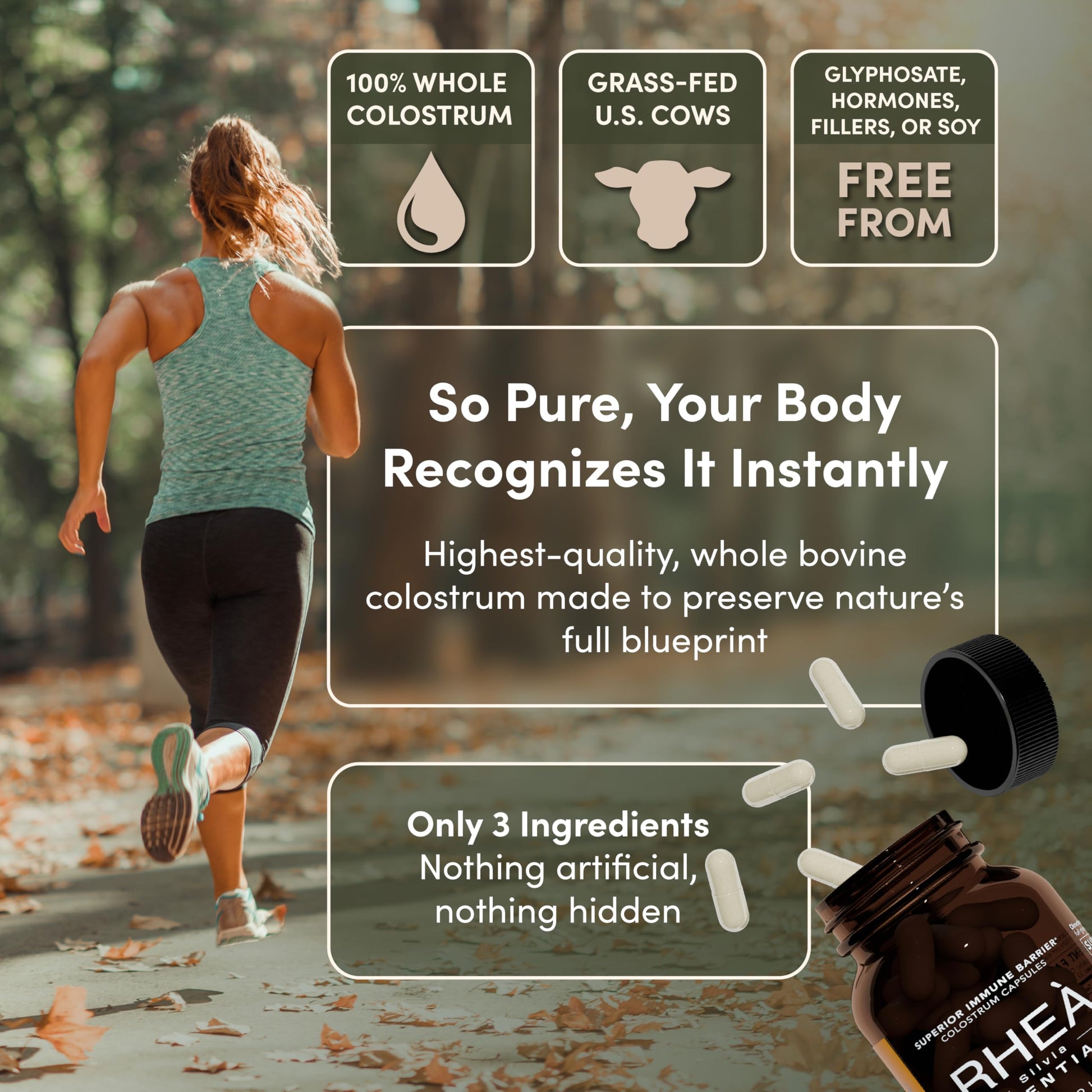 Rhea Bovine Colostrum Supplement for Women, Colostrum Capsules for Gut Health, Digestion, Bloating, Beauty, Immune Support, Bovine Colostrum for Humans, Colostrum Pills (60caps) RHEASILVIABuy Supplements Australia