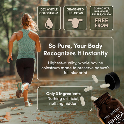 Rhea Bovine Colostrum Supplement for Women, Colostrum Capsules for Gut Health, Digestion, Bloating, Beauty, Immune Support, Bovine Colostrum for Humans, Colostrum Pills (60caps) RHEASILVIABuy Supplements Australia