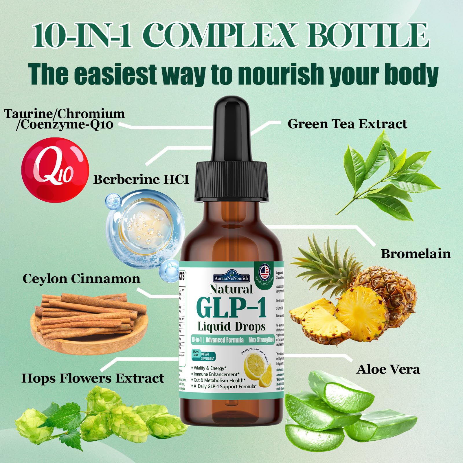 Berberine Supplement for Women and Men, 10-in-1 Formula w. Ceylon Cinnamon, Prebiotic Fiber & Green Tea Extract | Supports Metabolic Wellness, Gut & Digestive Health | Vegan, Gluten-Free AuraraNeNourishBuy Supplements Australia