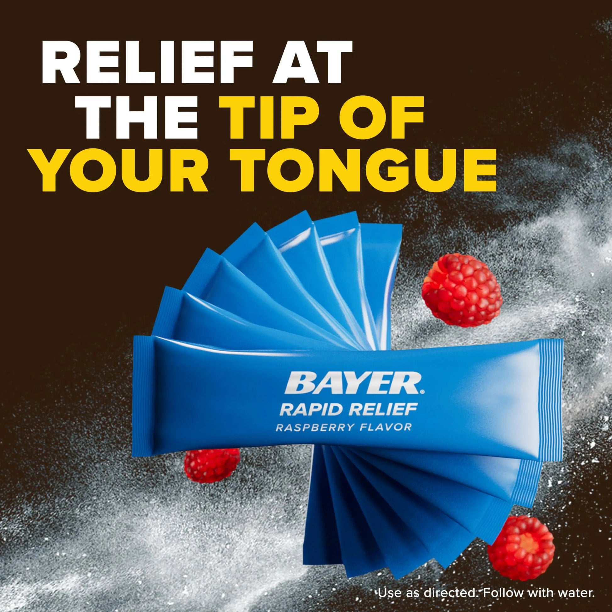 Bayer® Rapid Relief, Dissolvable Raspberry Flavor, Powder Packs with Aspirin & Caffeine, Fast Acting Headache Relief, Muscle and Body Pain Reliever, 20ct BayerBuy Supplements Australia