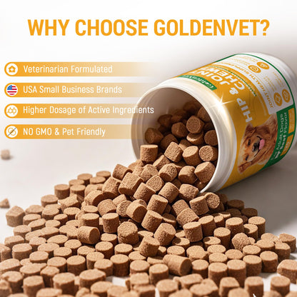 Hip and Joint Chews for Senior Dogs with Glucosamine HCL, Chondroitin, Green-lipped Mussel, Ashwagandha for Anti Inflammatory, Mobility Support, Muscle Maintenance, Joint Comfort 120 Ct GOLDENVETBuy Supplements Australia