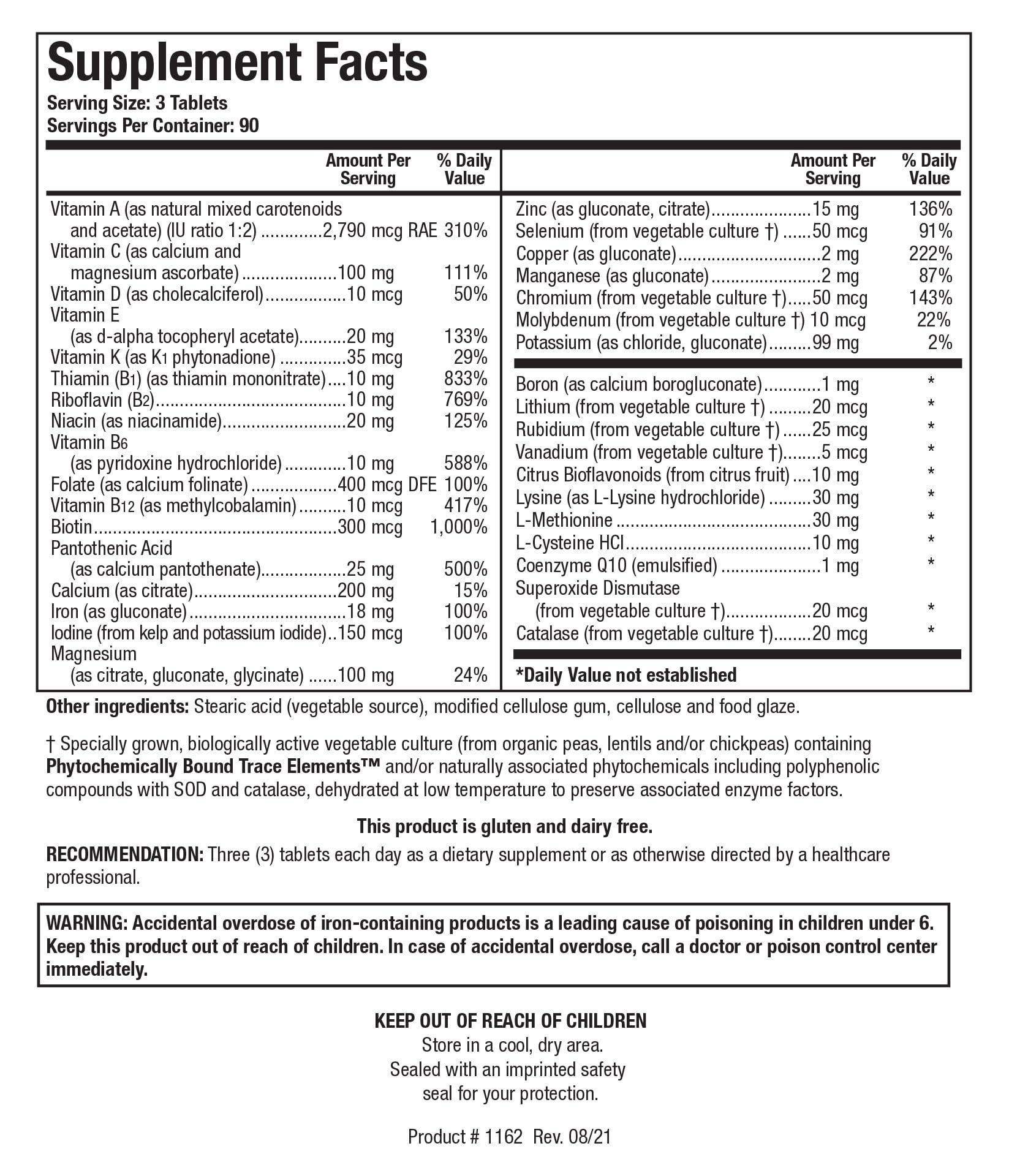 BIOTICS RESEARCH Bio-Multi Plus - Robust Foundational Multivitamin/Mineral Formula, Contains Plant-Based Trace Minerals 270 Tablets BIOTICS RESEARCHBuy Supplements Australia