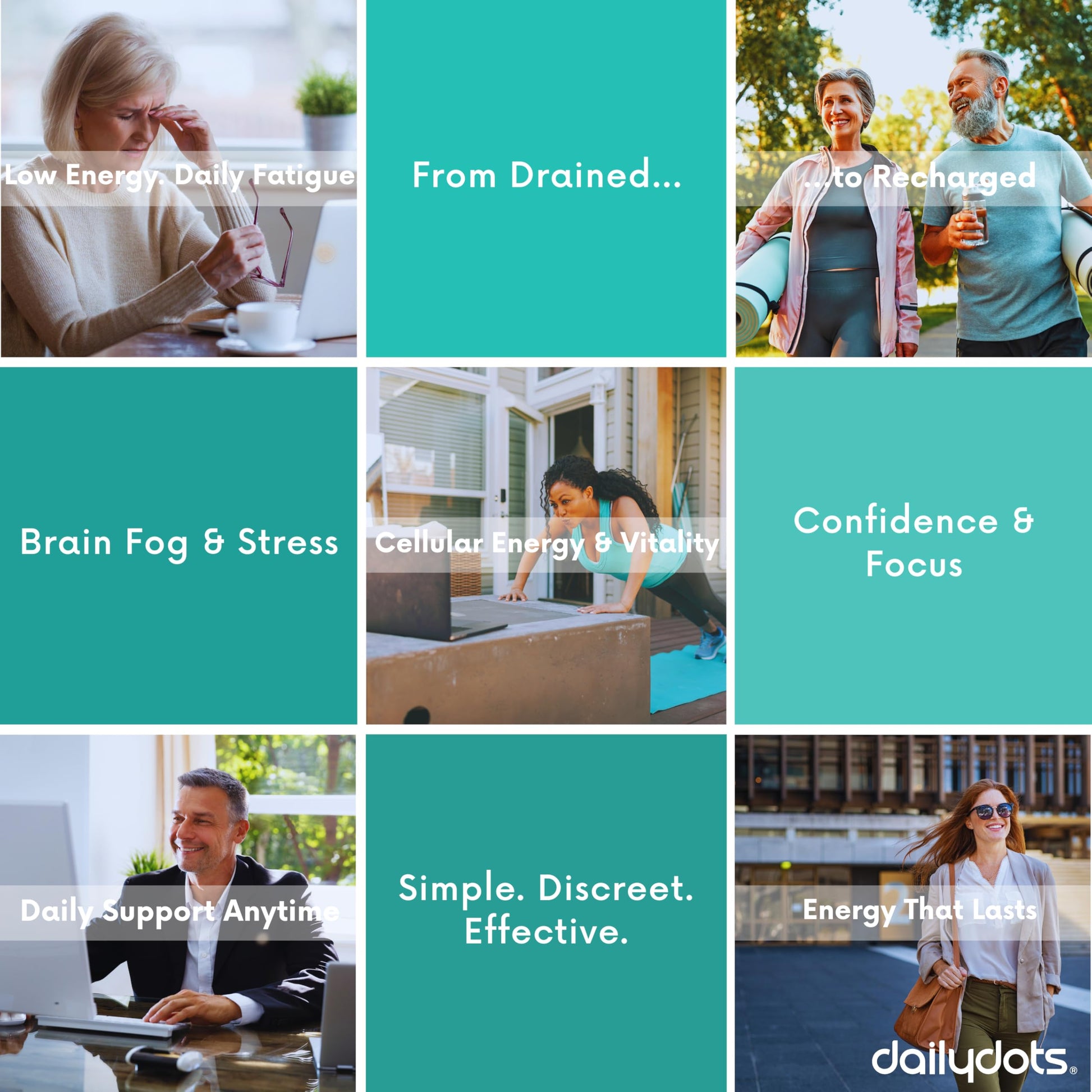 Daily Dots NAD+ Patches | Energy, Healthy Aging & Wellness Support | 12 Active Blends incl. Nicotinamide & CoQ10 | Time Release Patch | for Men & Women (60 Patches) Daily DotsBuy Supplements Australia
