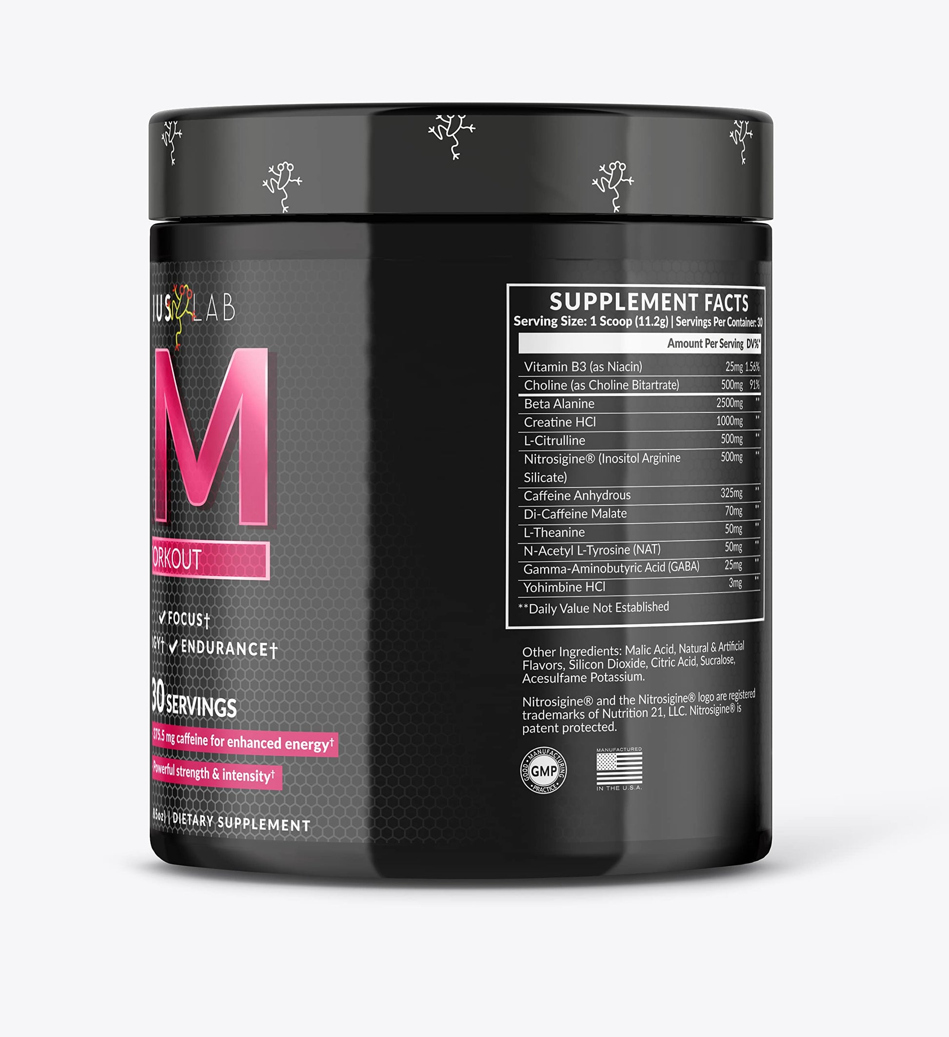 PHYBIUS Lab AM Pre-Workout (Sour Watermelon) Focus, Strength, Powder, 30 Servings