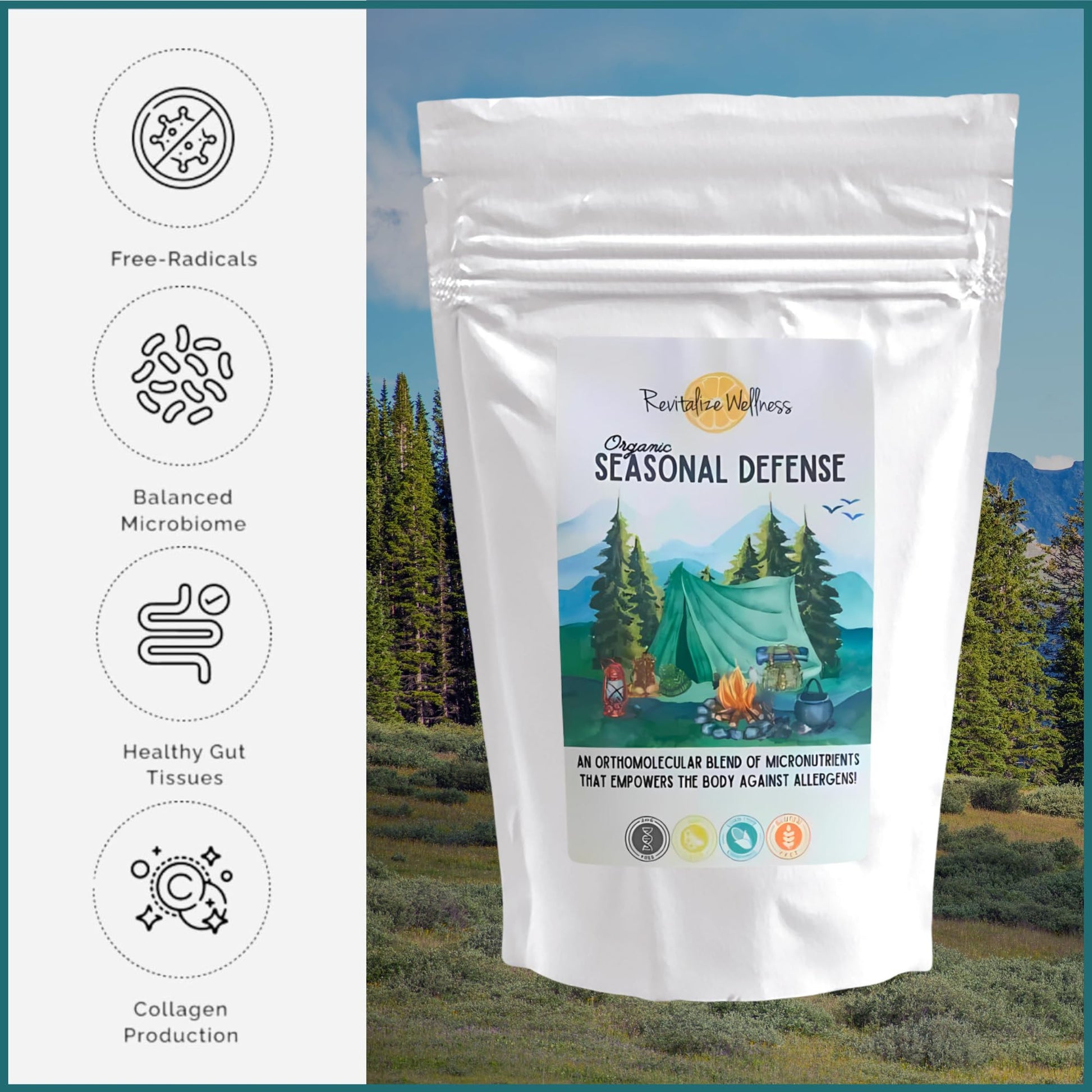 Revitalize Wellness Organic Seasonal Defense Powder Formerly Allergy Defense | Bromelain, Vitamin B3, Vitamin C, Quercetin, and NAC | No Sugar Added | Fruit Punch Flavor | 30 Servings Revitalize WellnessBuy Supplements Australia